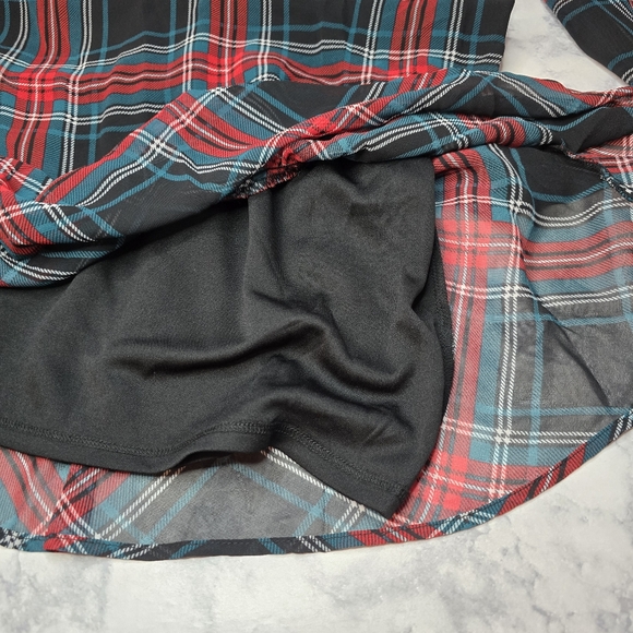 Draper James Tie Neck Flounce Shift Dress Plaid Longsleeve - Picture 7 of 13